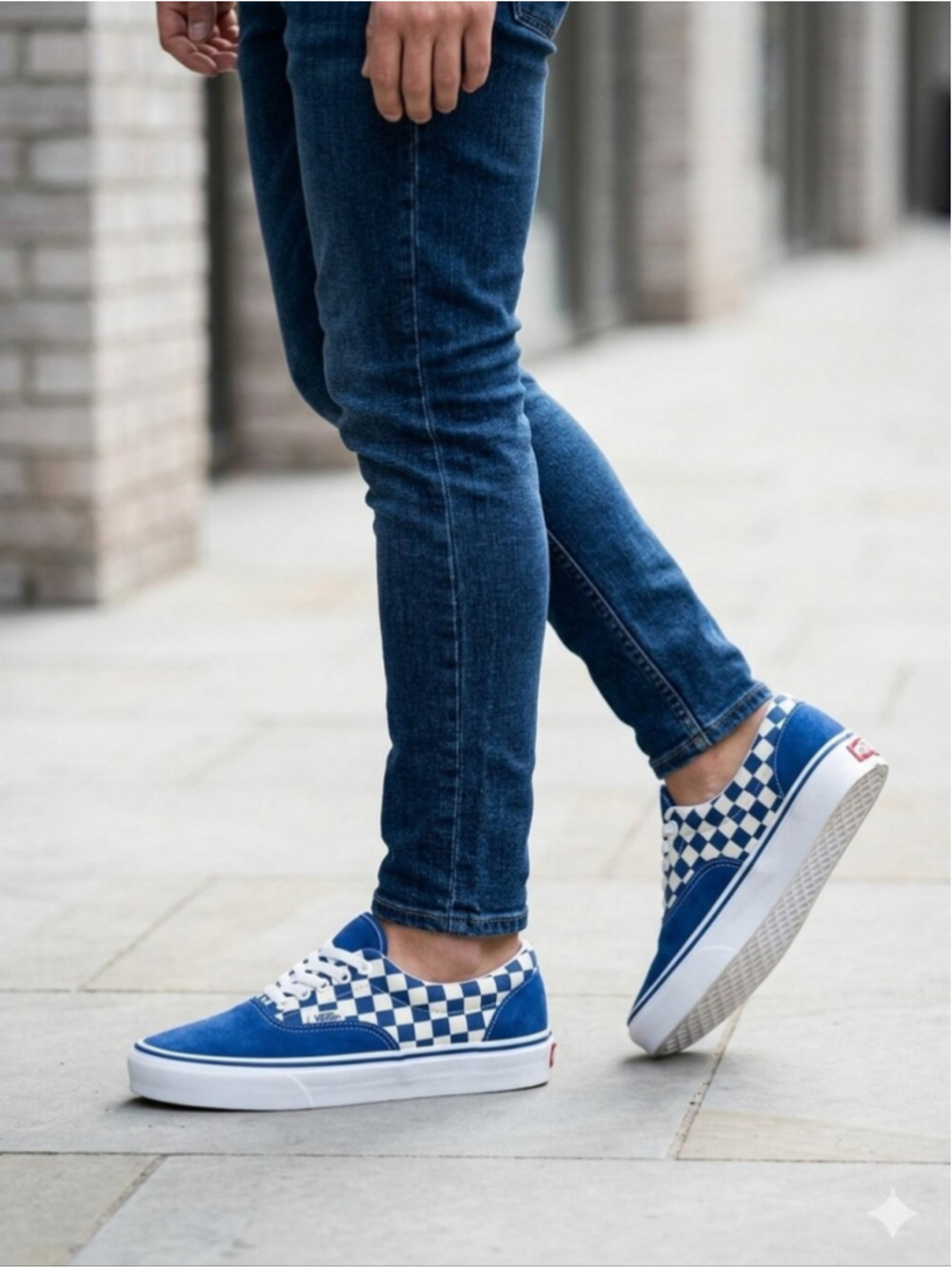 Vans Primary Check Era Skate Unisex Blue White Sneakers 4 Men's 5.5 Women's